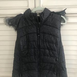 Puffer Vest with Fur Faux Hood
